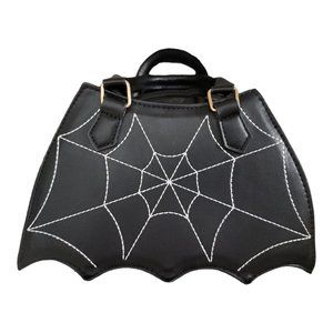 Women's Cosplay Halloween Black Spider White Web Shoulder Bag, Gothic